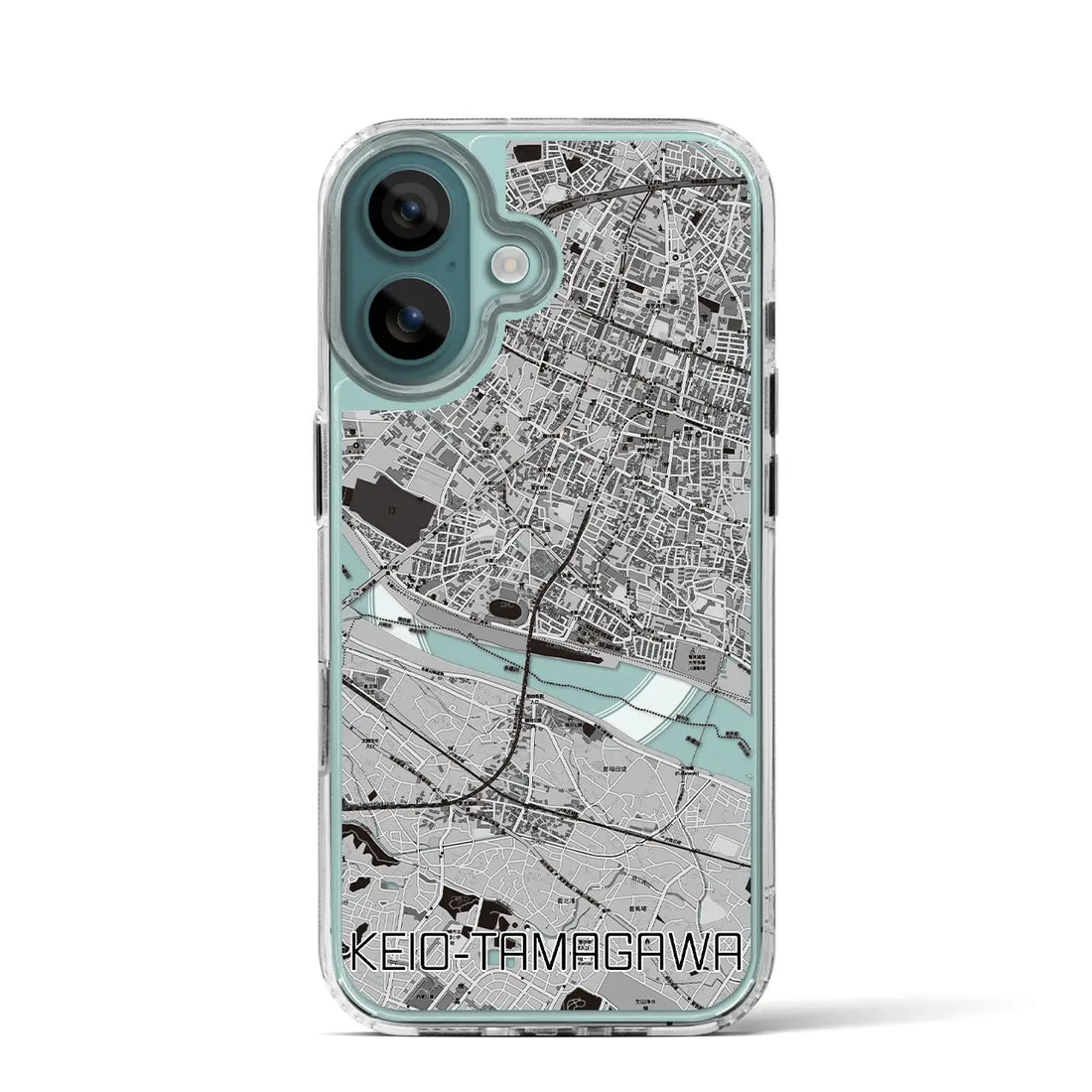 【京王多摩川(東京都)】地図柄iPhoneケース(MagSafeタイプ)モノトーン・iPhone 16 Pro 用