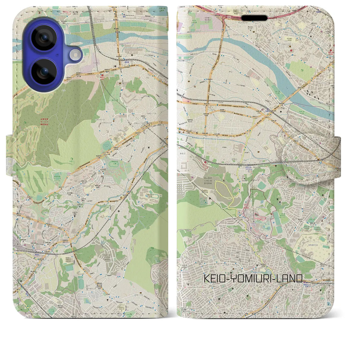 【京王よみうりランド(東京都)】地図柄iPhoneケース(手帳タイプ)ナチュラル・iPhone 16 Pro Max 用