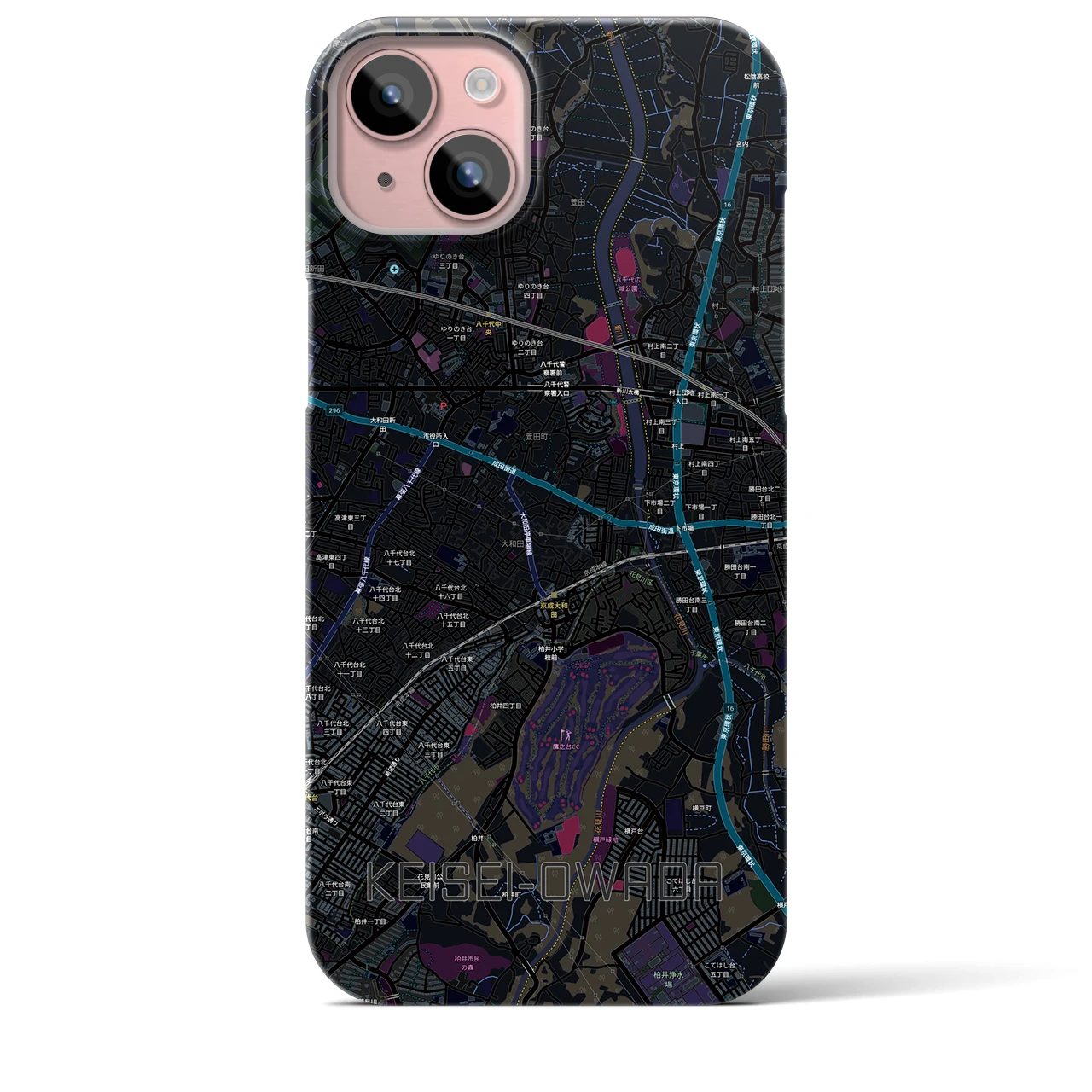 【京成大和田(千葉県)】地図柄iPhoneケース(バックカバータイプ)