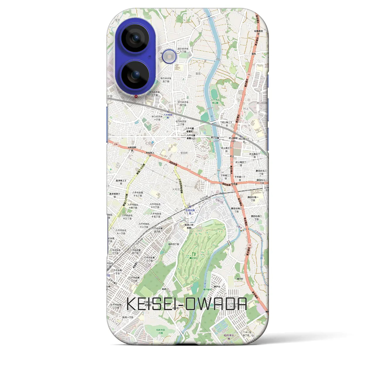 【京成大和田(千葉県)】地図柄iPhoneケース(バックカバータイプ)