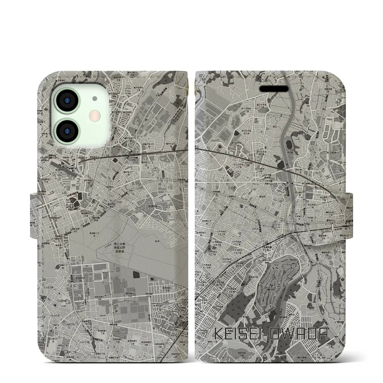 【京成大和田(千葉県)】地図柄iPhoneケース(手帳タイプ)