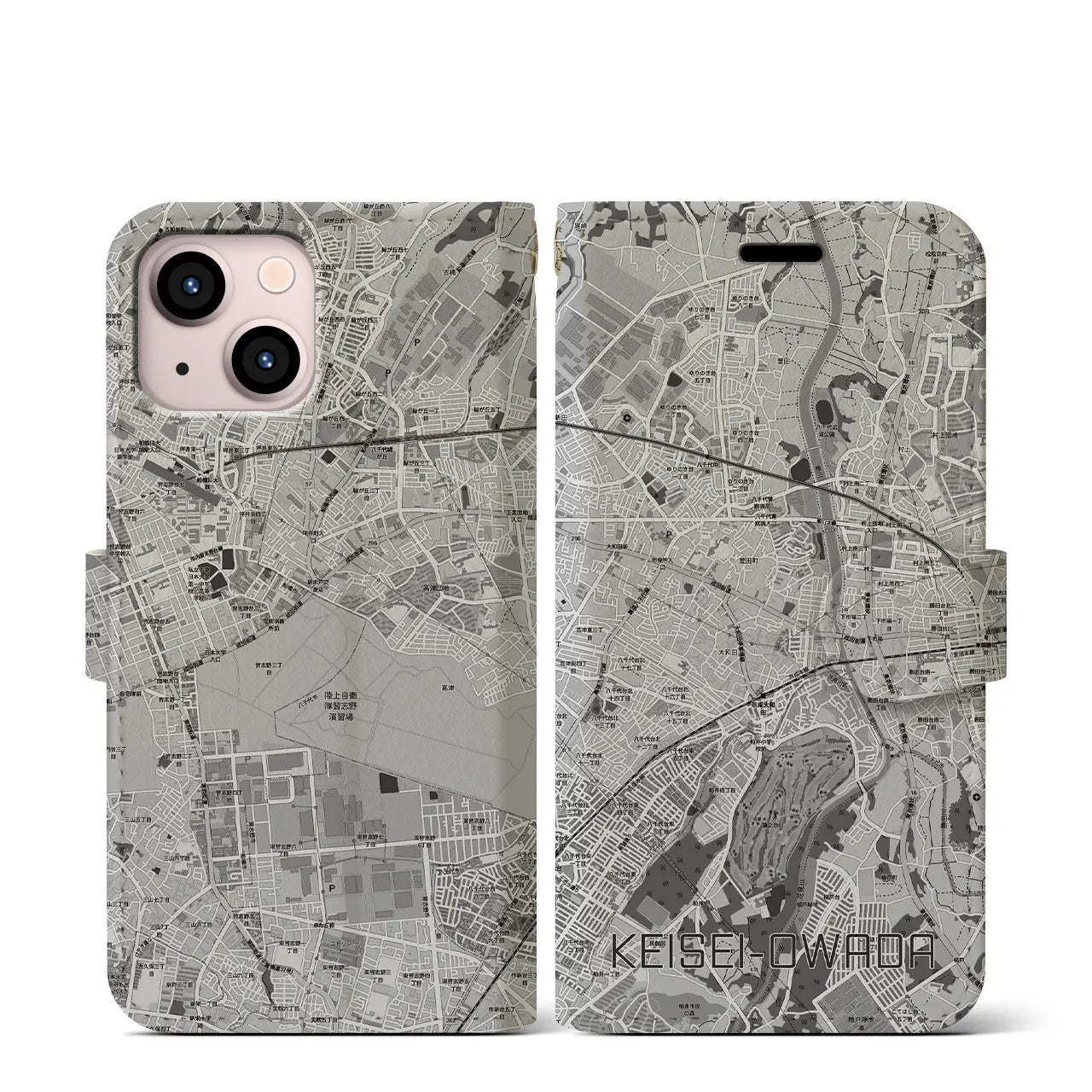 【京成大和田(千葉県)】地図柄iPhoneケース(手帳タイプ)