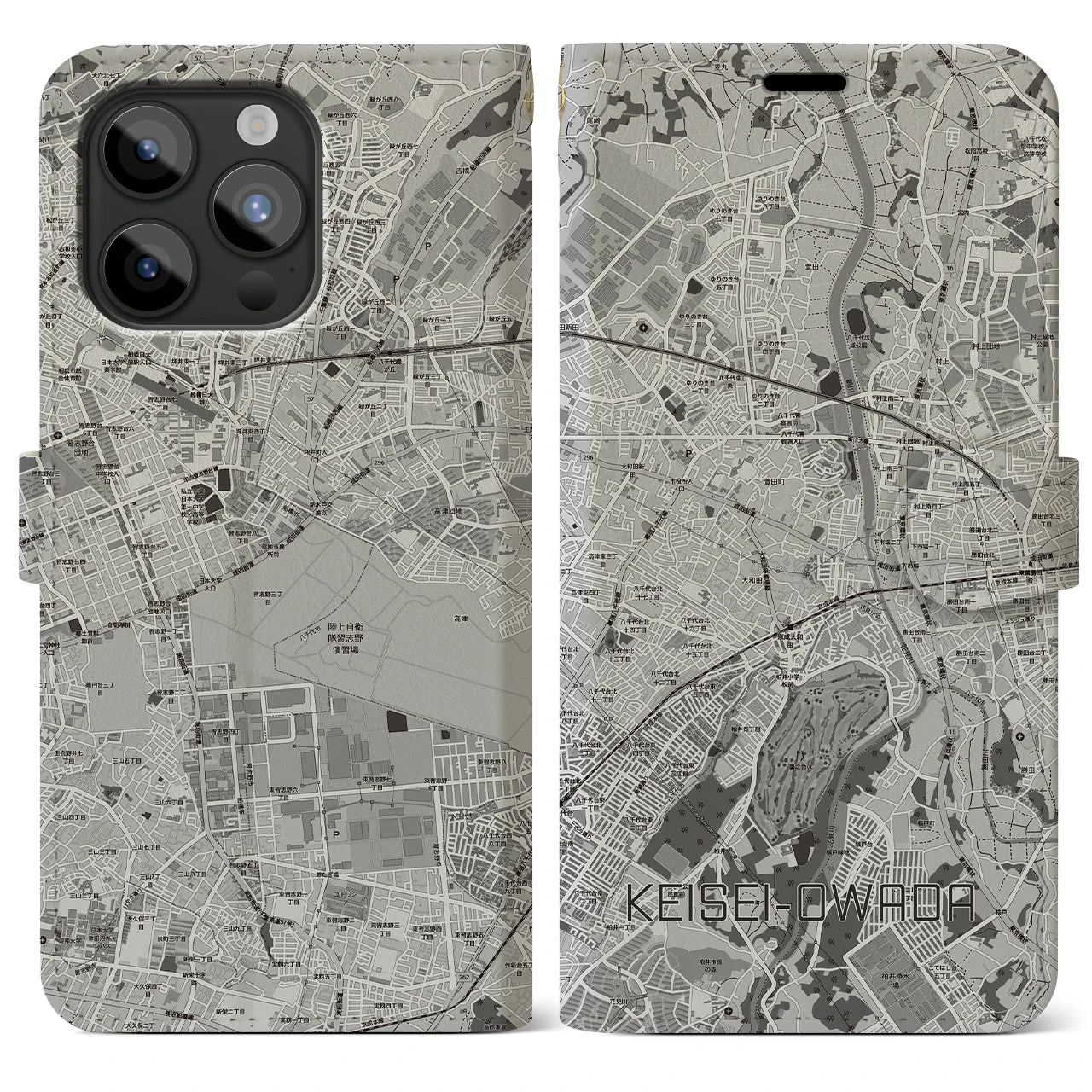 【京成大和田(千葉県)】地図柄iPhoneケース(手帳タイプ)
