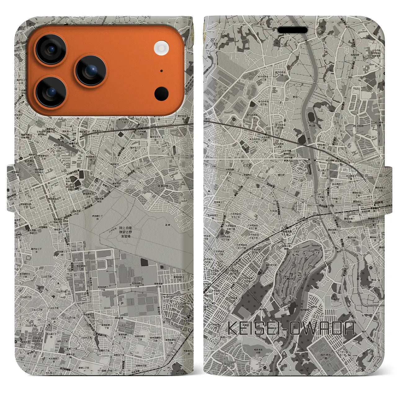 【京成大和田(千葉県)】地図柄iPhoneケース(手帳タイプ)