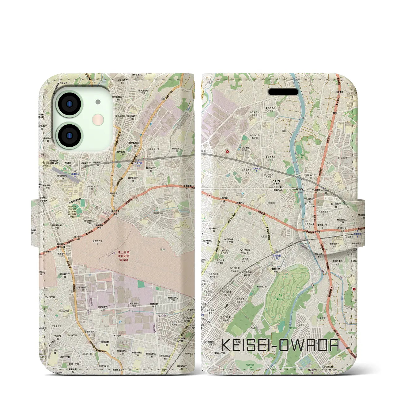 【京成大和田(千葉県)】地図柄iPhoneケース(手帳タイプ)