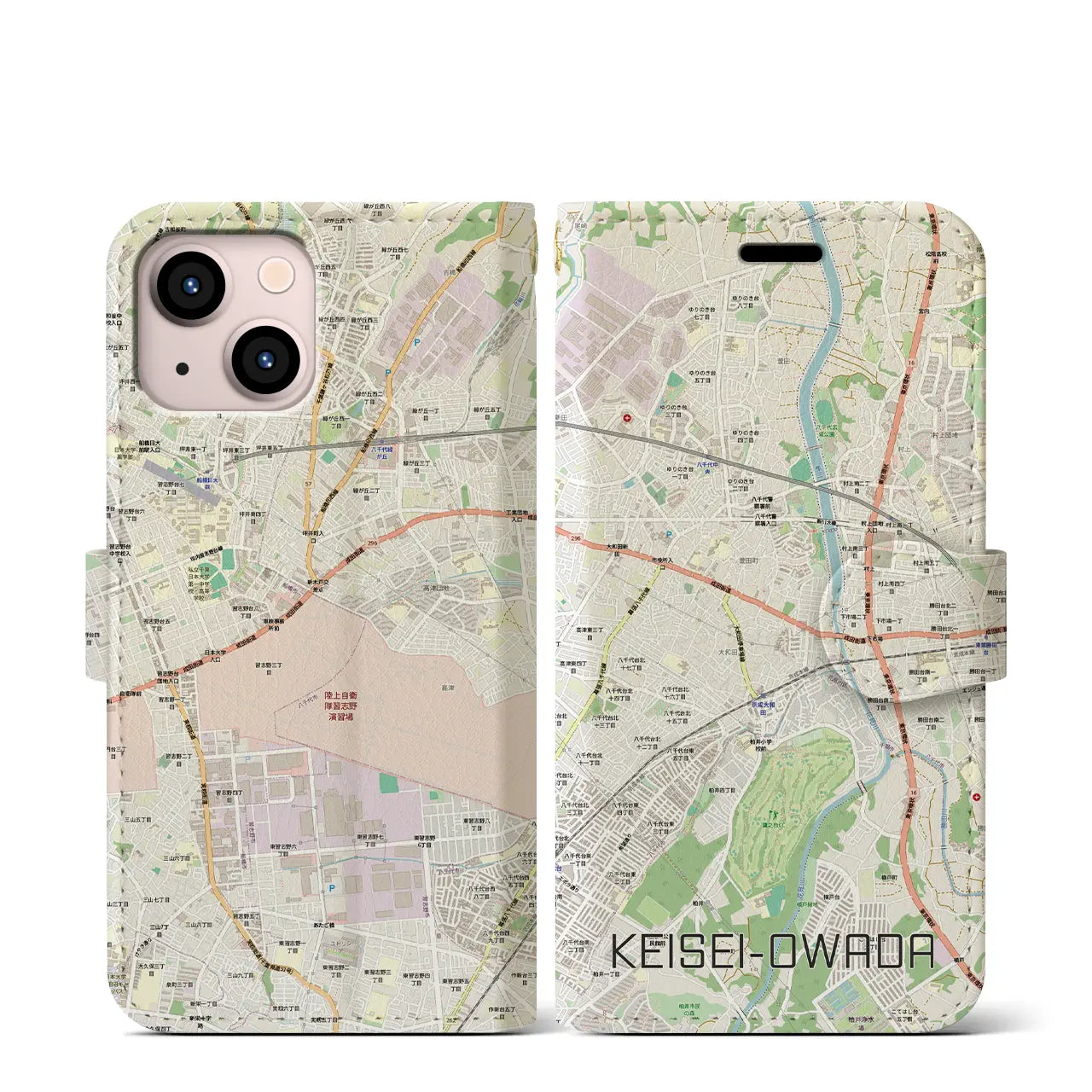 【京成大和田(千葉県)】地図柄iPhoneケース(手帳タイプ)