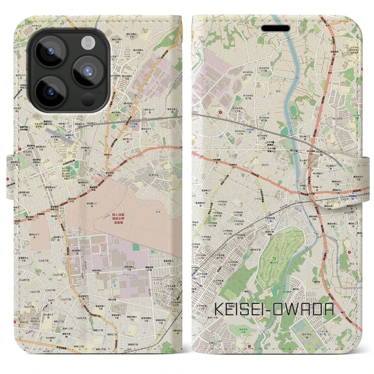 【京成大和田(千葉県)】地図柄iPhoneケース(手帳タイプ)