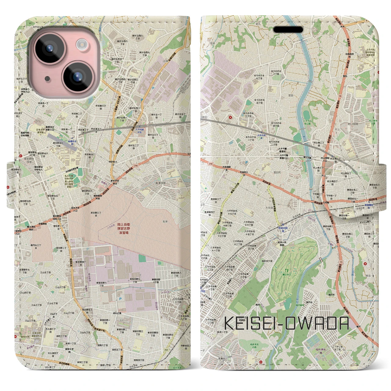 【京成大和田(千葉県)】地図柄iPhoneケース(手帳タイプ)
