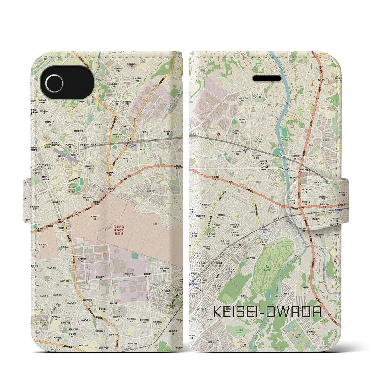 【京成大和田(千葉県)】地図柄iPhoneケース(手帳タイプ)