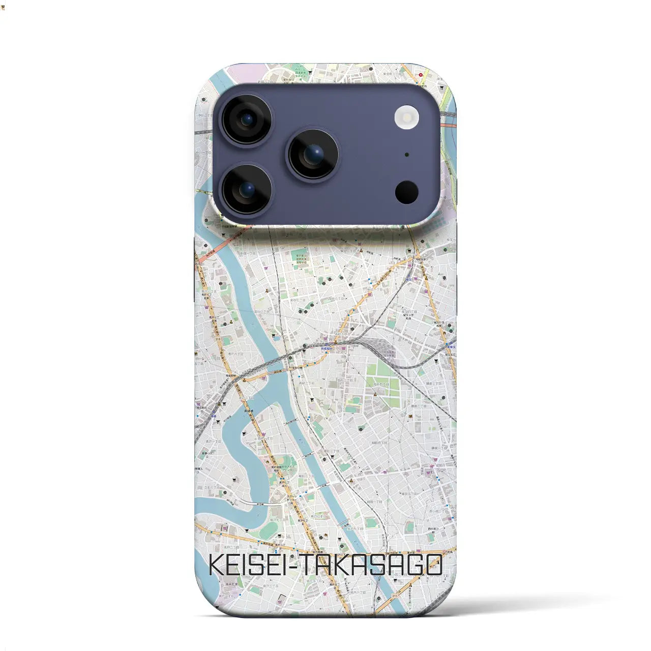 【京成高砂(東京都)】地図柄iPhoneケース(バックカバータイプ)ブラック・iPhone 17 Pro Max 用