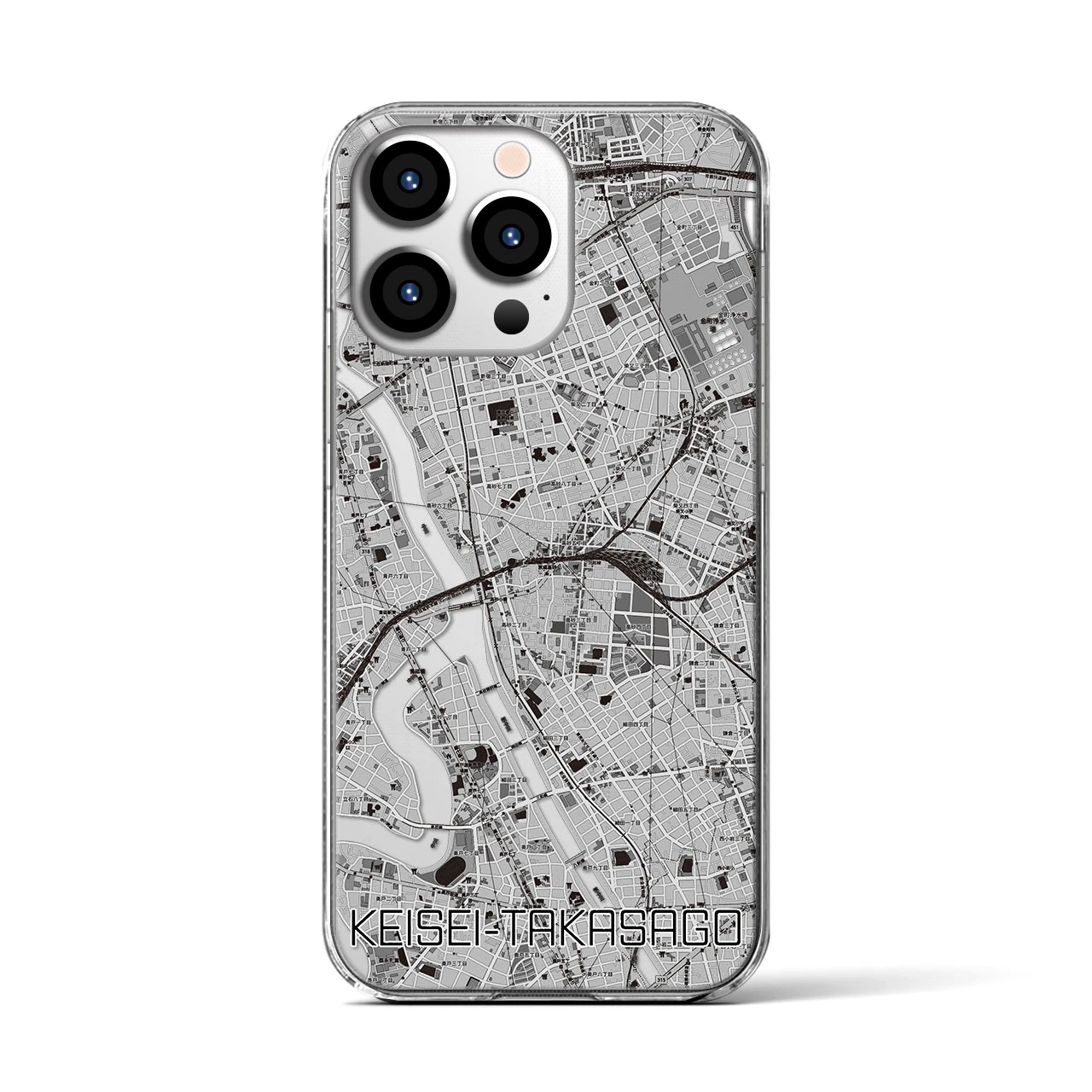 【京成高砂(東京都)】地図柄iPhoneケース(クリアタイプ)