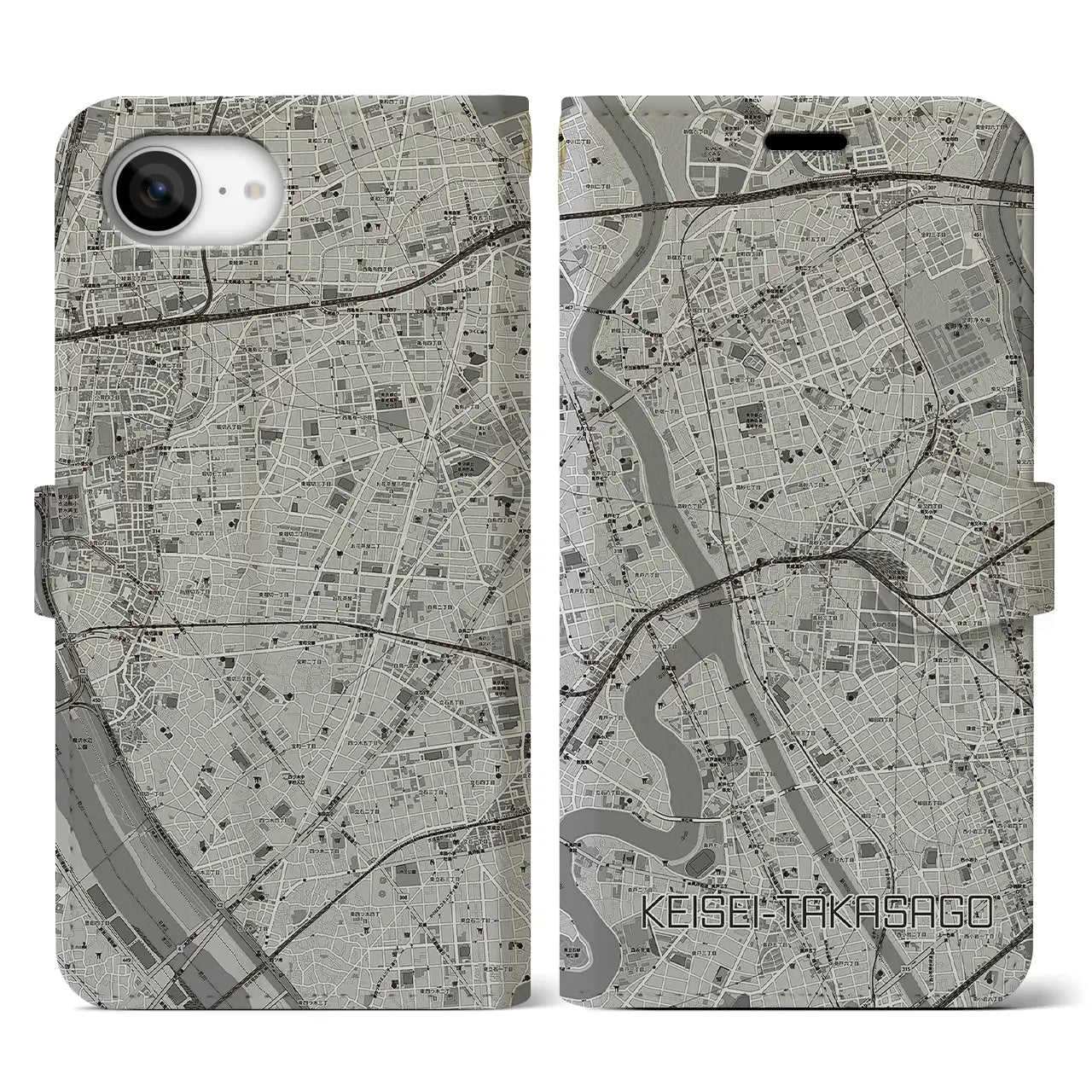 【京成高砂(東京都)】地図柄iPhoneケース(手帳タイプ)