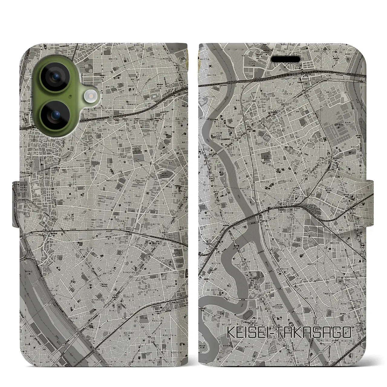 【京成高砂(東京都)】地図柄iPhoneケース(手帳タイプ)