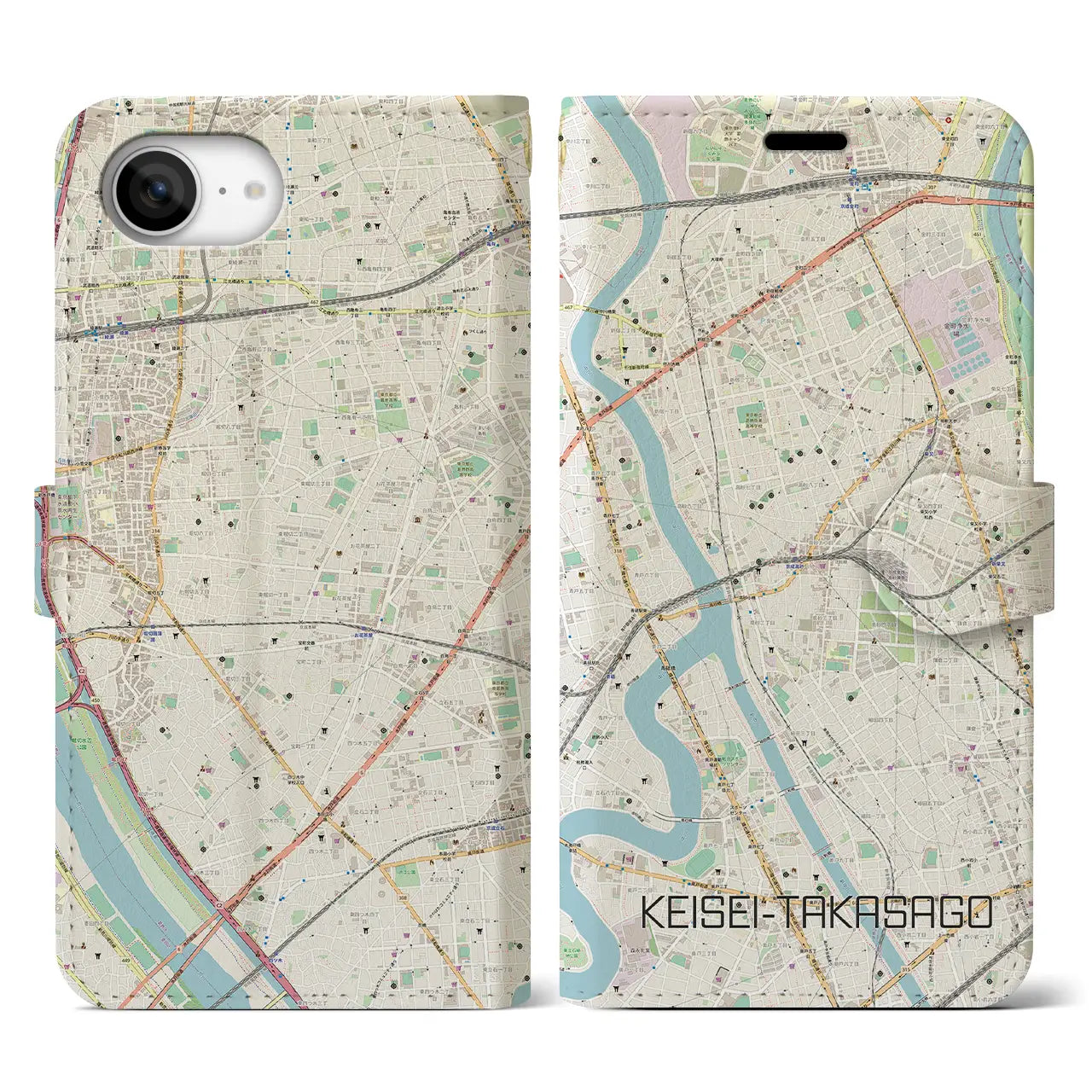 【京成高砂(東京都)】地図柄iPhoneケース(手帳タイプ)