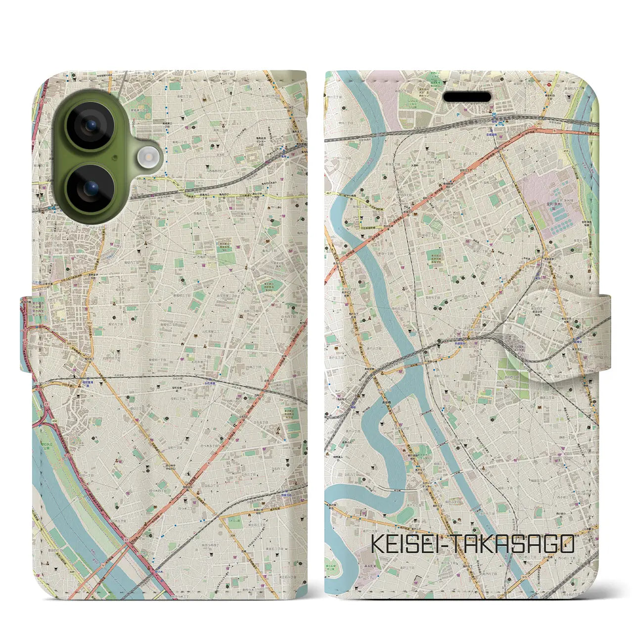 【京成高砂(東京都)】地図柄iPhoneケース(手帳タイプ)