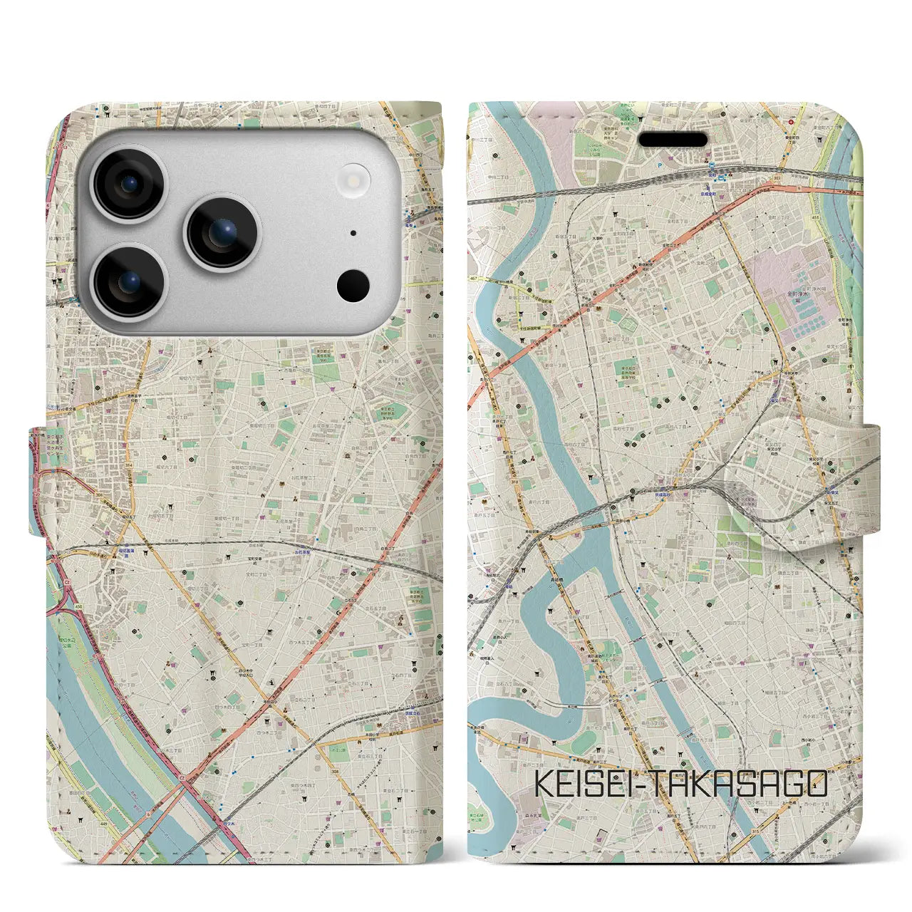 【京成高砂(東京都)】地図柄iPhoneケース(手帳タイプ)