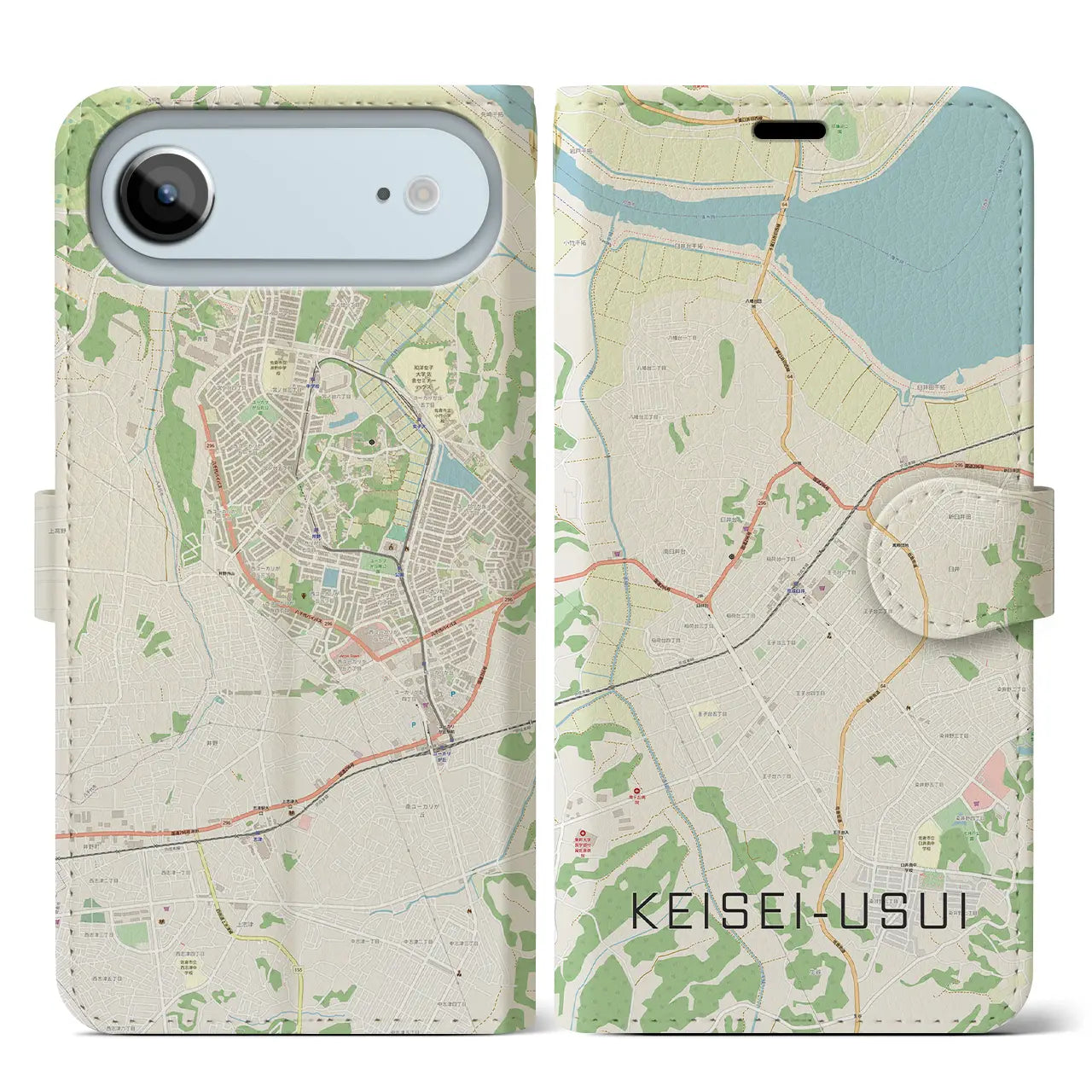 【京成臼井(千葉県)】地図柄iPhoneケース(手帳タイプ)ナチュラル・iPhone 17 Pro Max 用