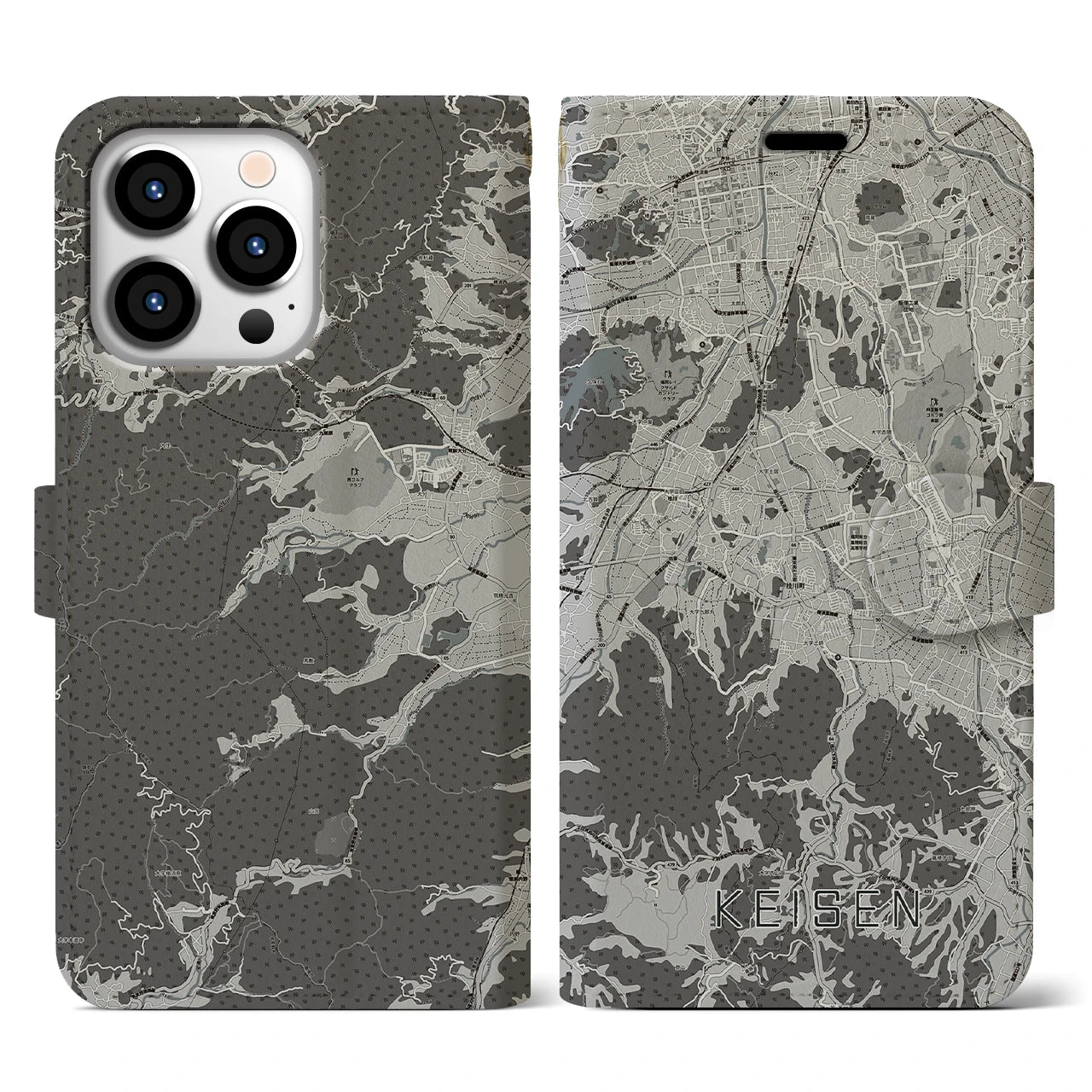 【桂川(福岡県)】地図柄iPhoneケース(手帳タイプ)