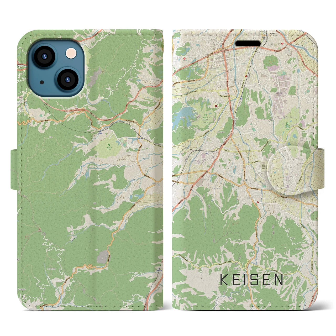 【桂川(福岡県)】地図柄iPhoneケース(手帳タイプ)