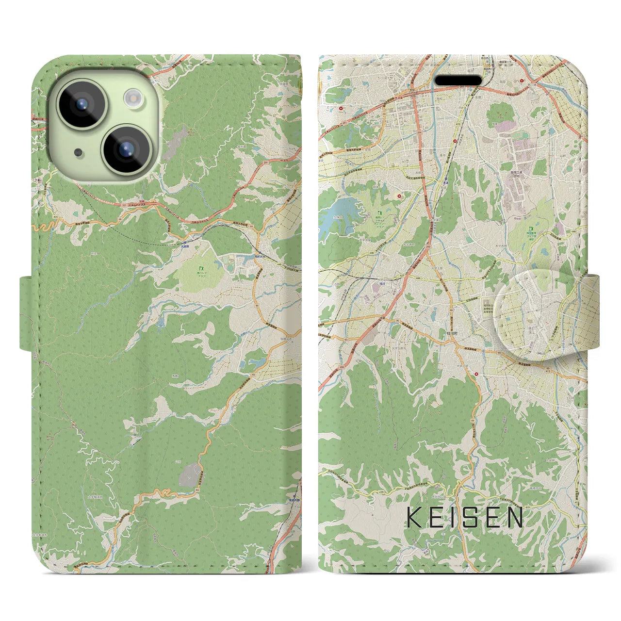 【桂川(福岡県)】地図柄iPhoneケース(手帳タイプ)