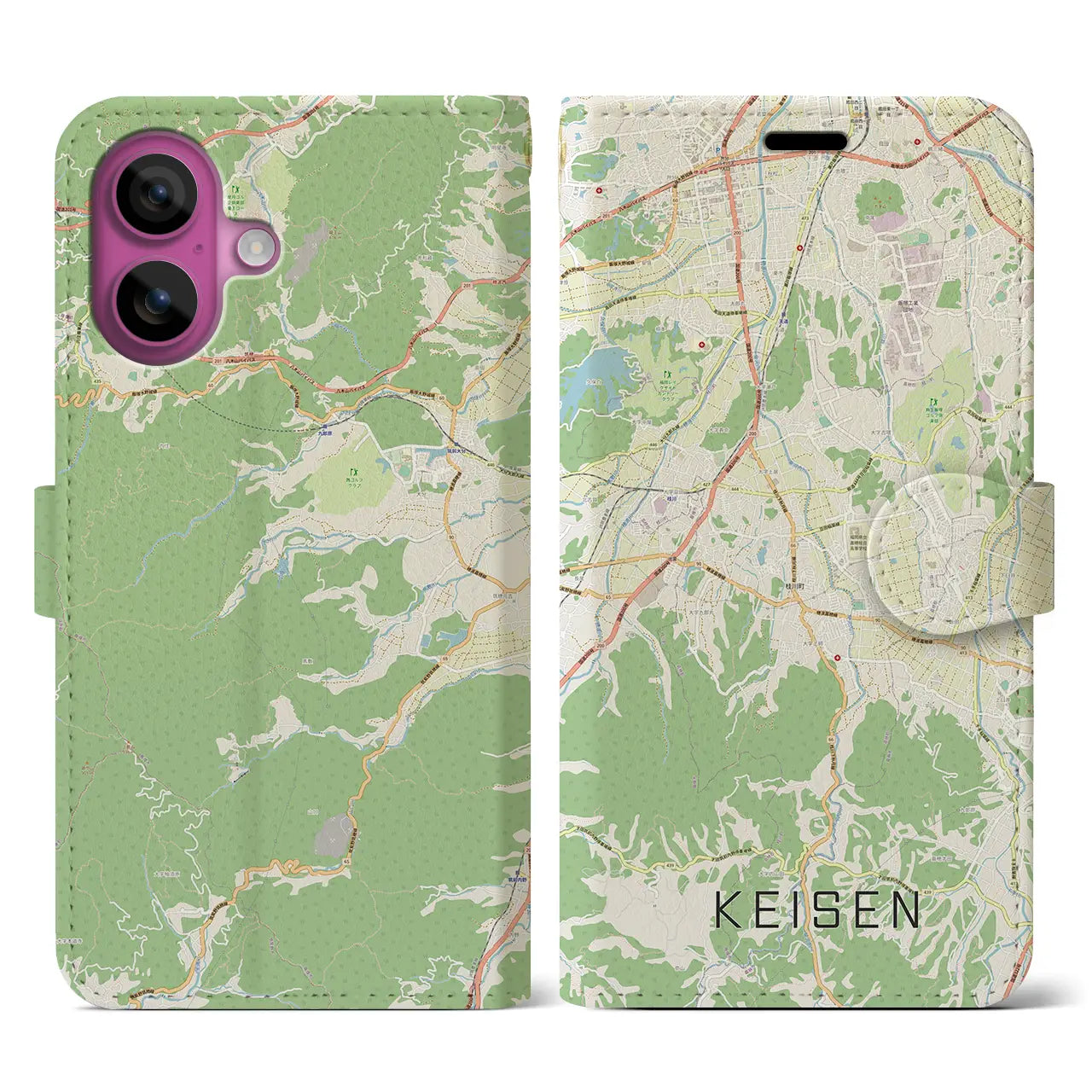 【桂川(福岡県)】地図柄iPhoneケース(手帳タイプ)