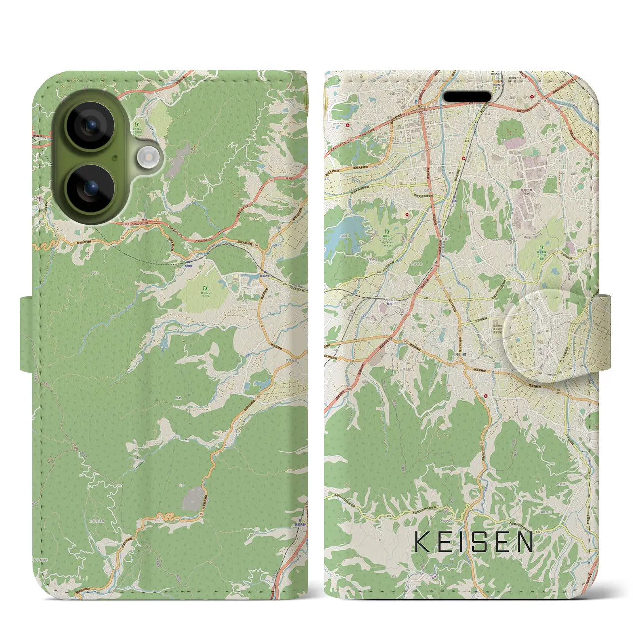 【桂川(福岡県)】地図柄iPhoneケース(手帳タイプ)