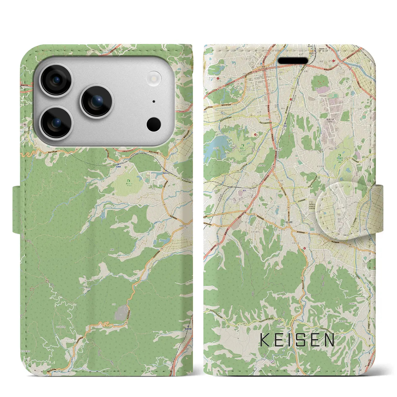 【桂川(福岡県)】地図柄iPhoneケース(手帳タイプ)