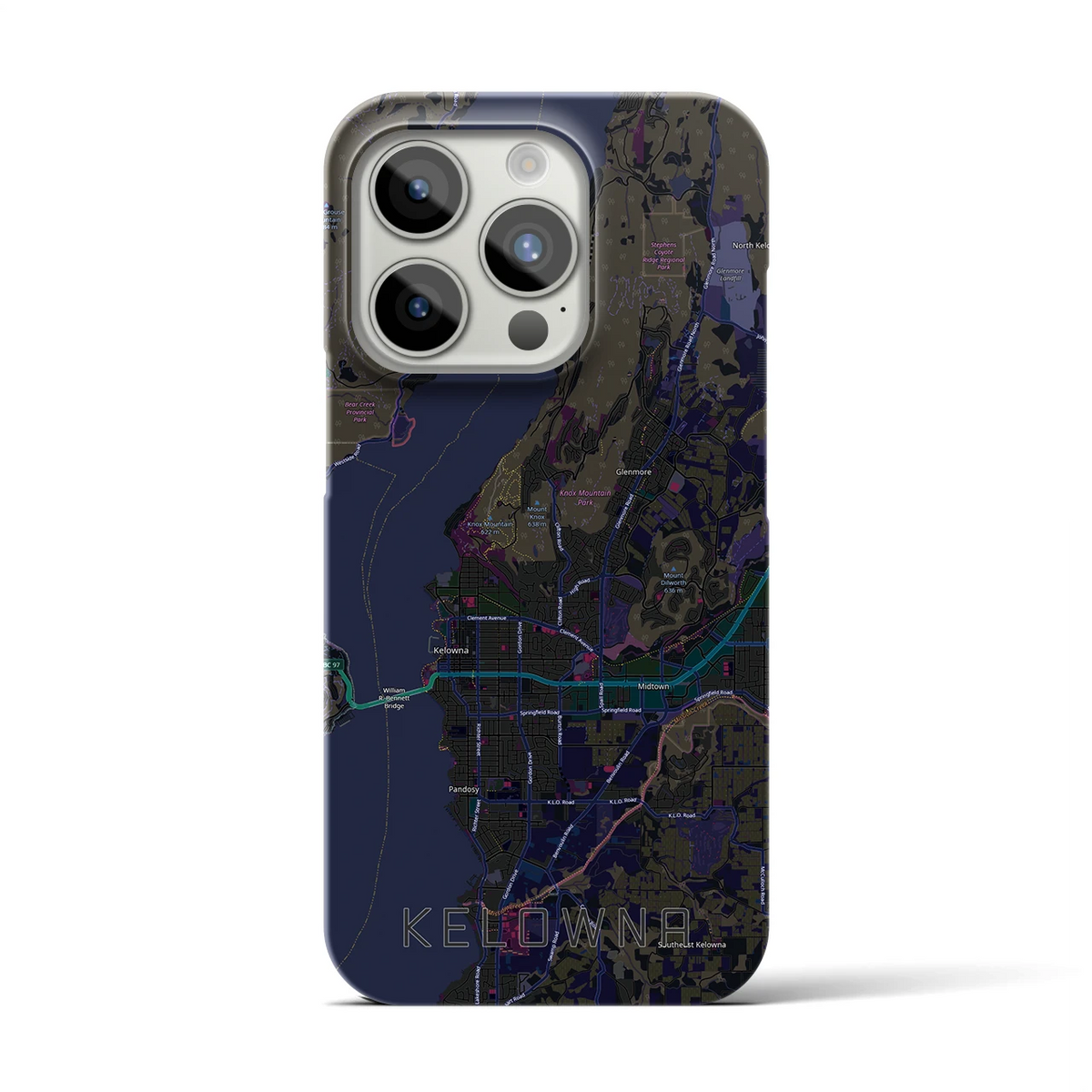 【ケロウナ(カナダ)】地図柄iPhoneケース(バックカバータイプ)