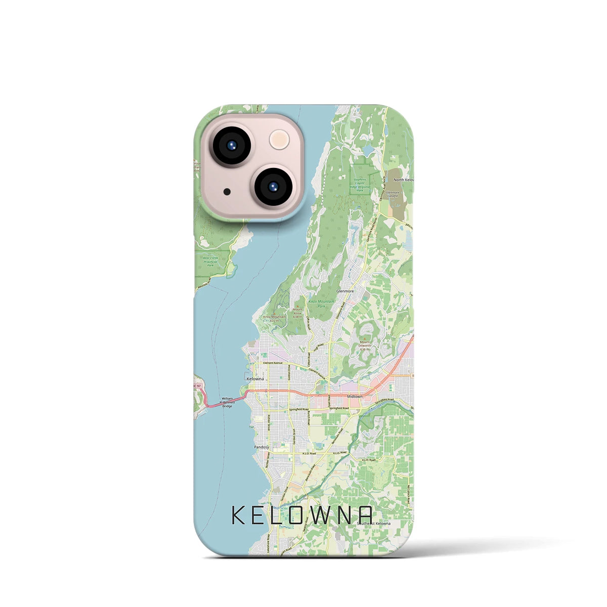【ケロウナ(カナダ)】地図柄iPhoneケース(バックカバータイプ)