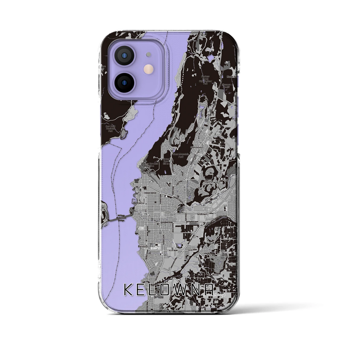【ケロウナ(カナダ)】地図柄iPhoneケース(クリアタイプ)