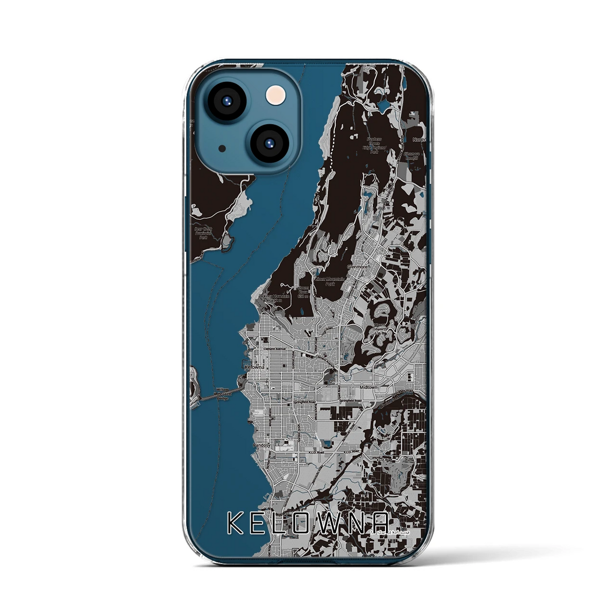 【ケロウナ(カナダ)】地図柄iPhoneケース(クリアタイプ)