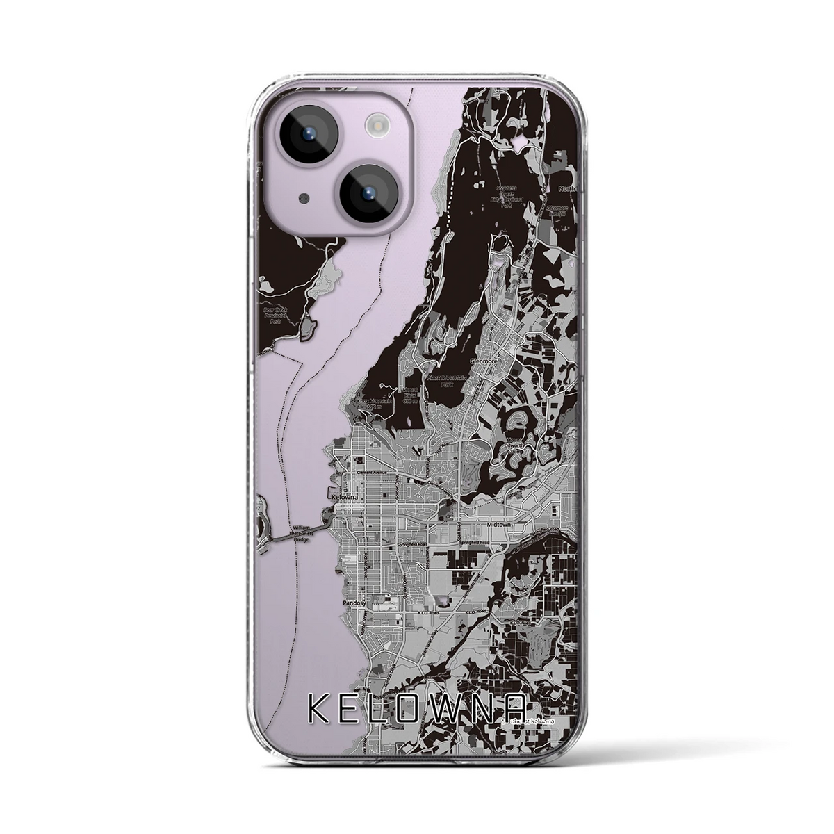 【ケロウナ(カナダ)】地図柄iPhoneケース(クリアタイプ)