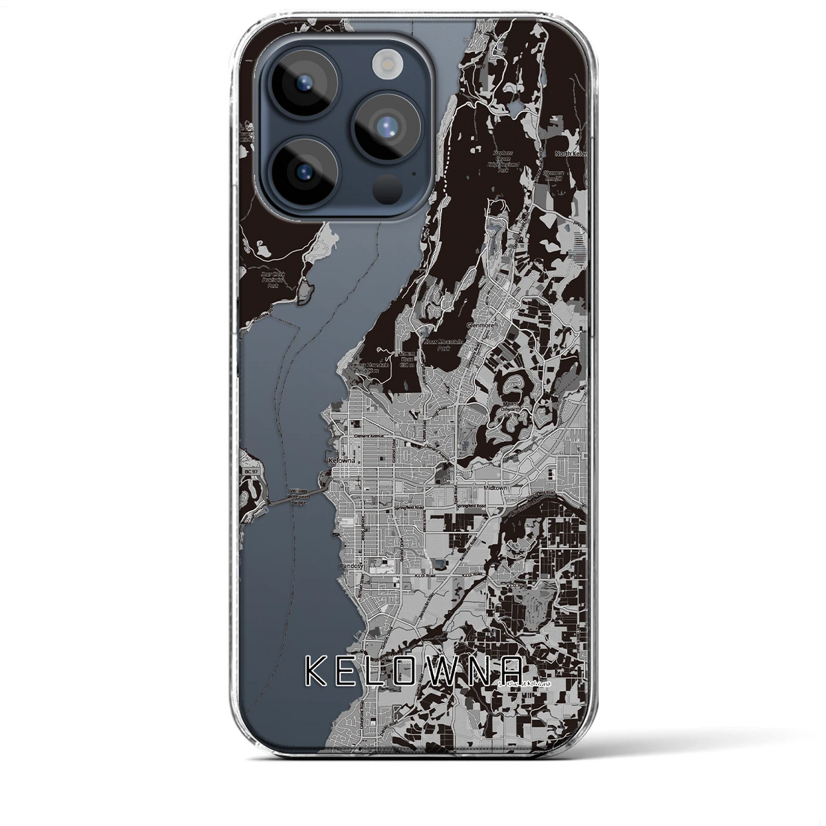 【ケロウナ(カナダ)】地図柄iPhoneケース(クリアタイプ)