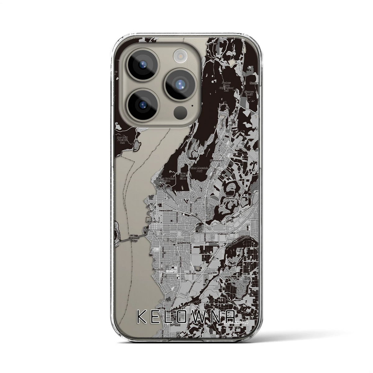 【ケロウナ(カナダ)】地図柄iPhoneケース(クリアタイプ)