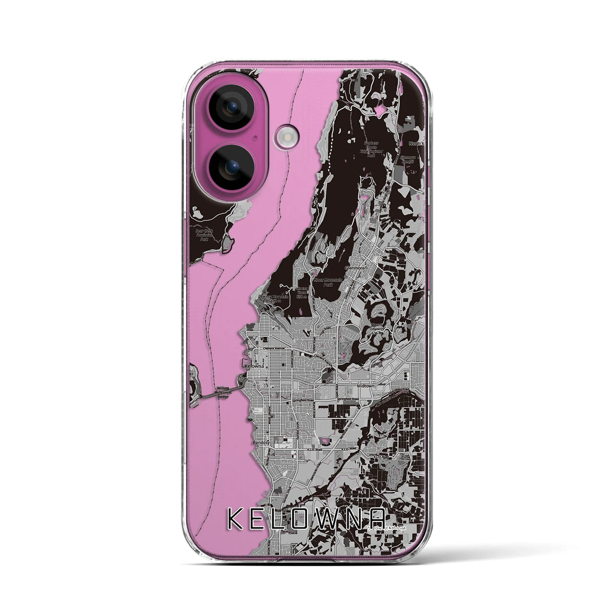 【ケロウナ(カナダ)】地図柄iPhoneケース(クリアタイプ)