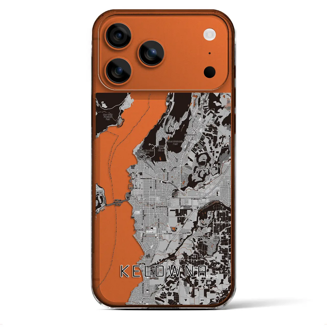 【ケロウナ(カナダ)】地図柄iPhoneケース(クリアタイプ)