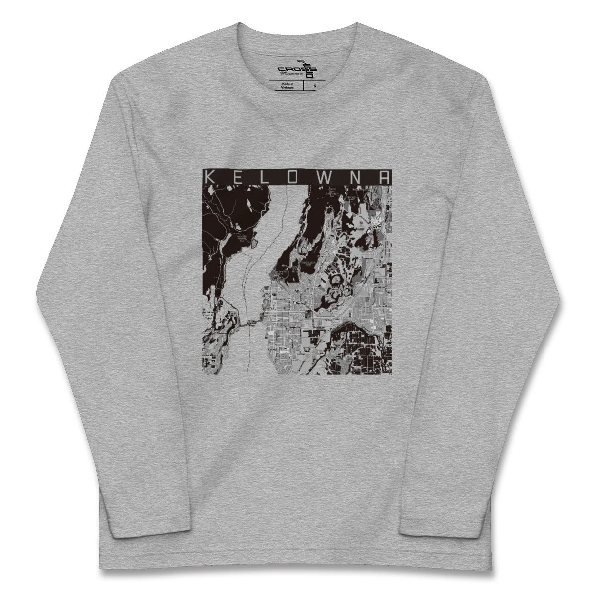 【ケロウナ(カナダ)】地図柄ロングスリーブTシャツ