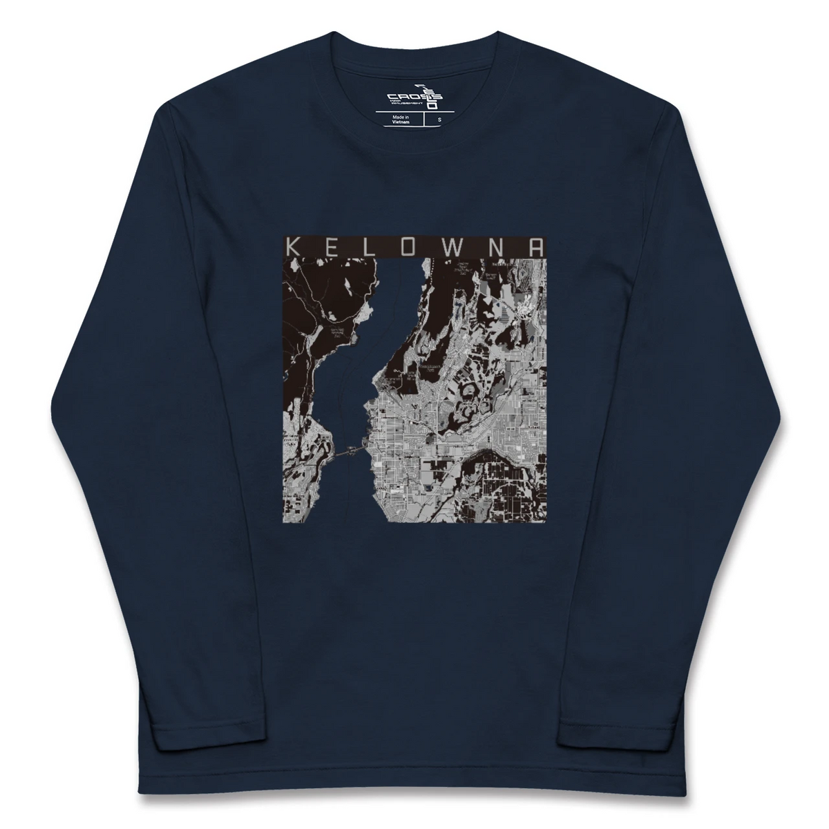 【ケロウナ(カナダ)】地図柄ロングスリーブTシャツ