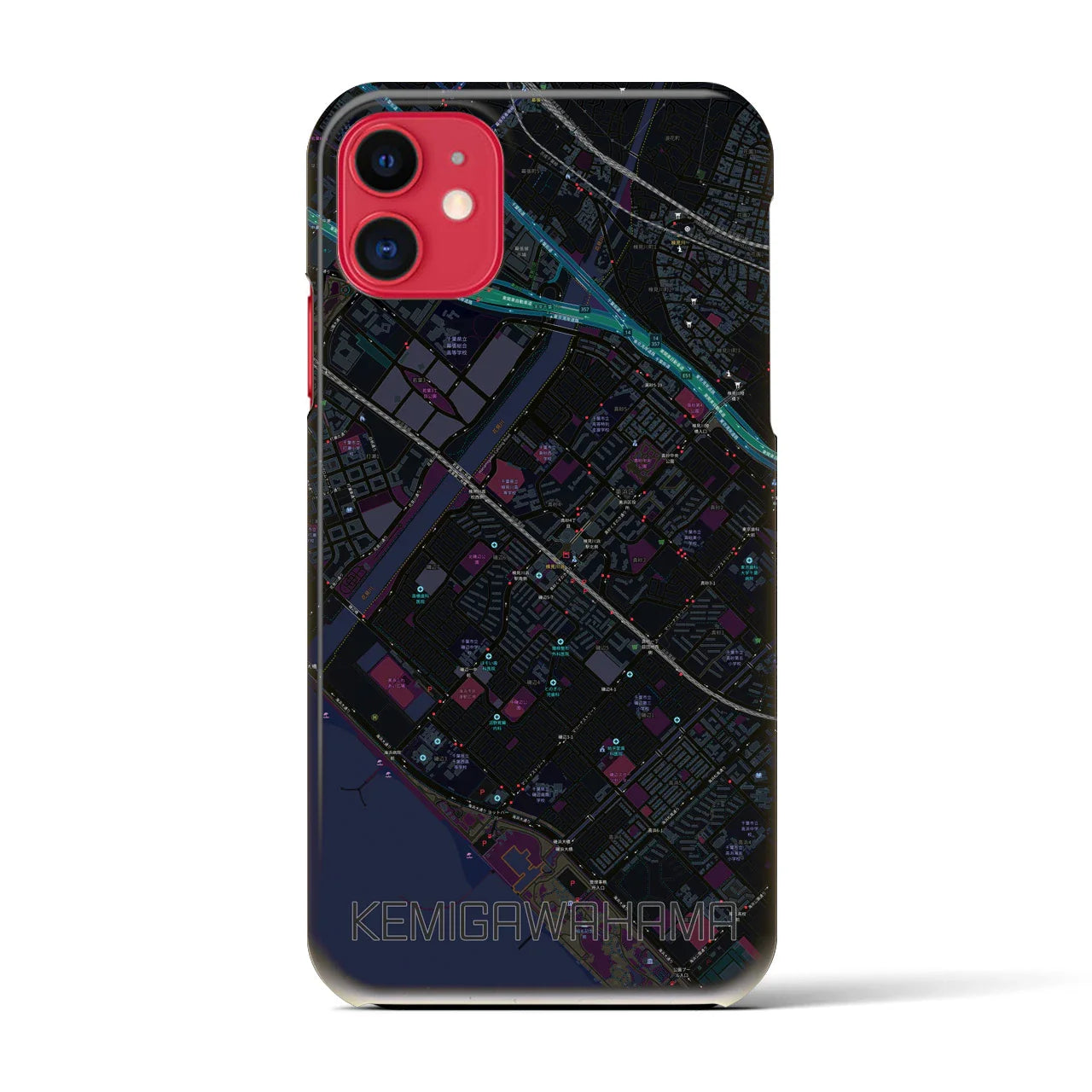 【検見川浜(千葉県)】地図柄iPhoneケース(バックカバータイプ)