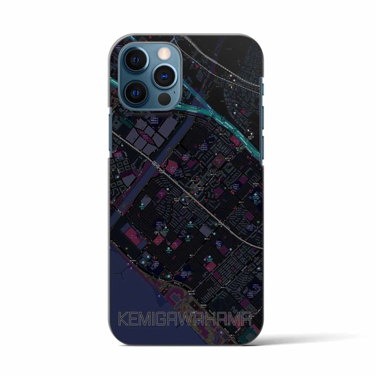 【検見川浜(千葉県)】地図柄iPhoneケース(バックカバータイプ)