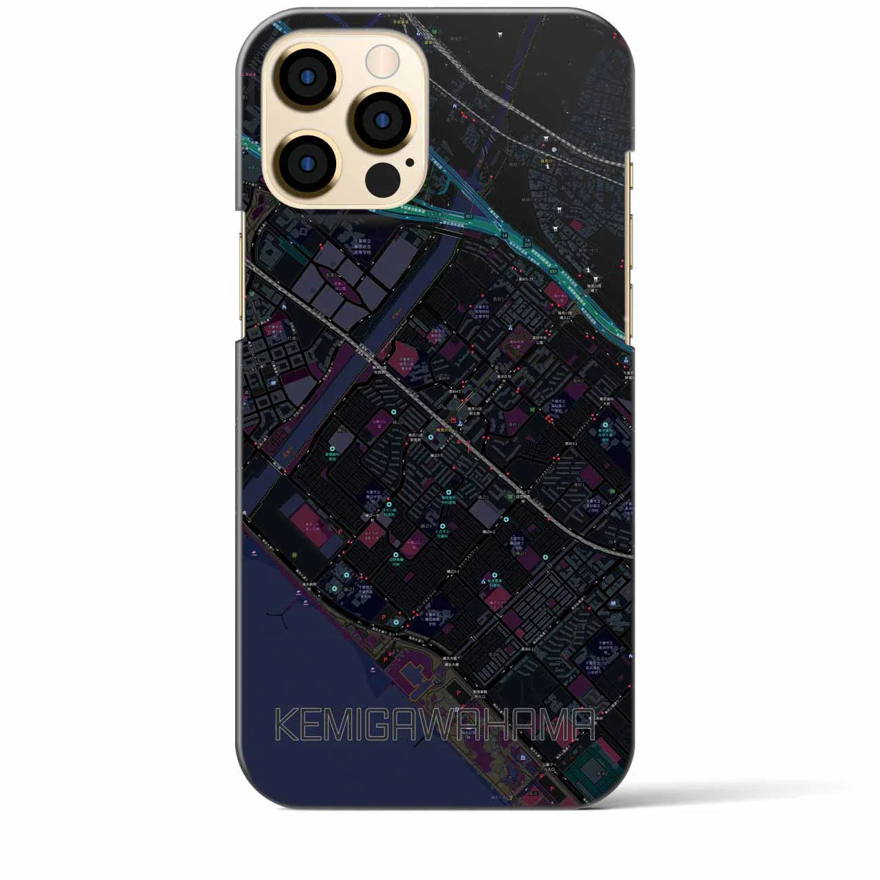 【検見川浜(千葉県)】地図柄iPhoneケース(バックカバータイプ)