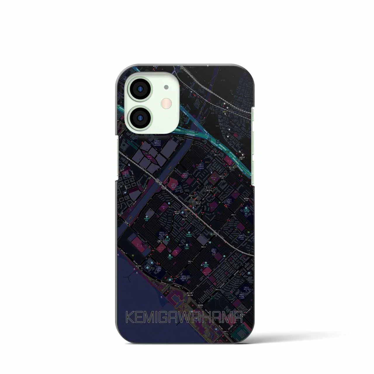 【検見川浜(千葉県)】地図柄iPhoneケース(バックカバータイプ)