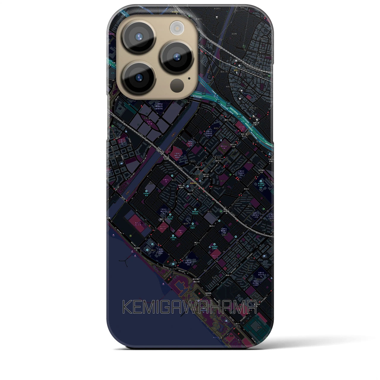 【検見川浜(千葉県)】地図柄iPhoneケース(バックカバータイプ)