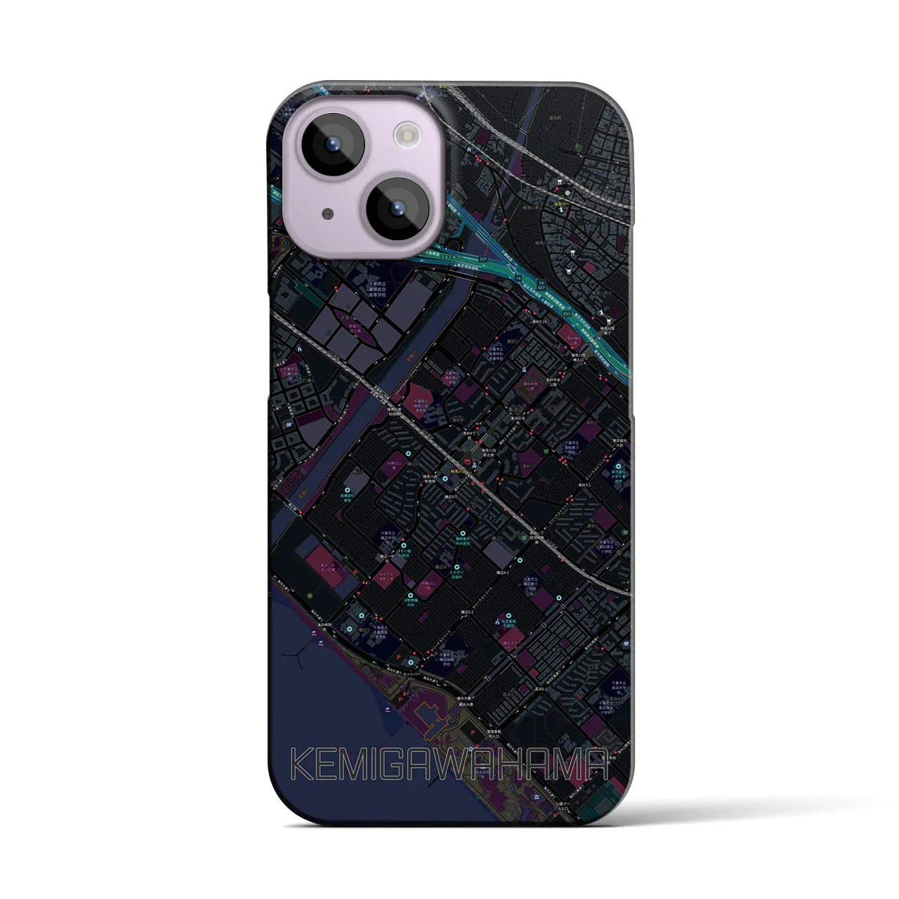 【検見川浜(千葉県)】地図柄iPhoneケース(バックカバータイプ)
