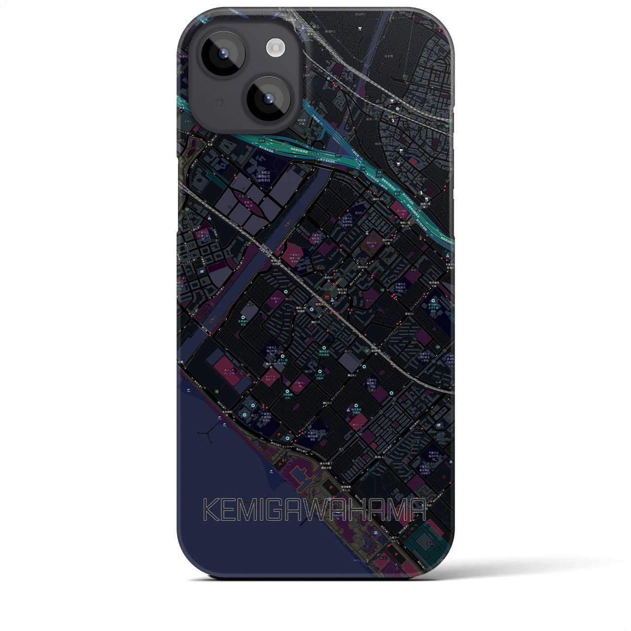 【検見川浜(千葉県)】地図柄iPhoneケース(バックカバータイプ)