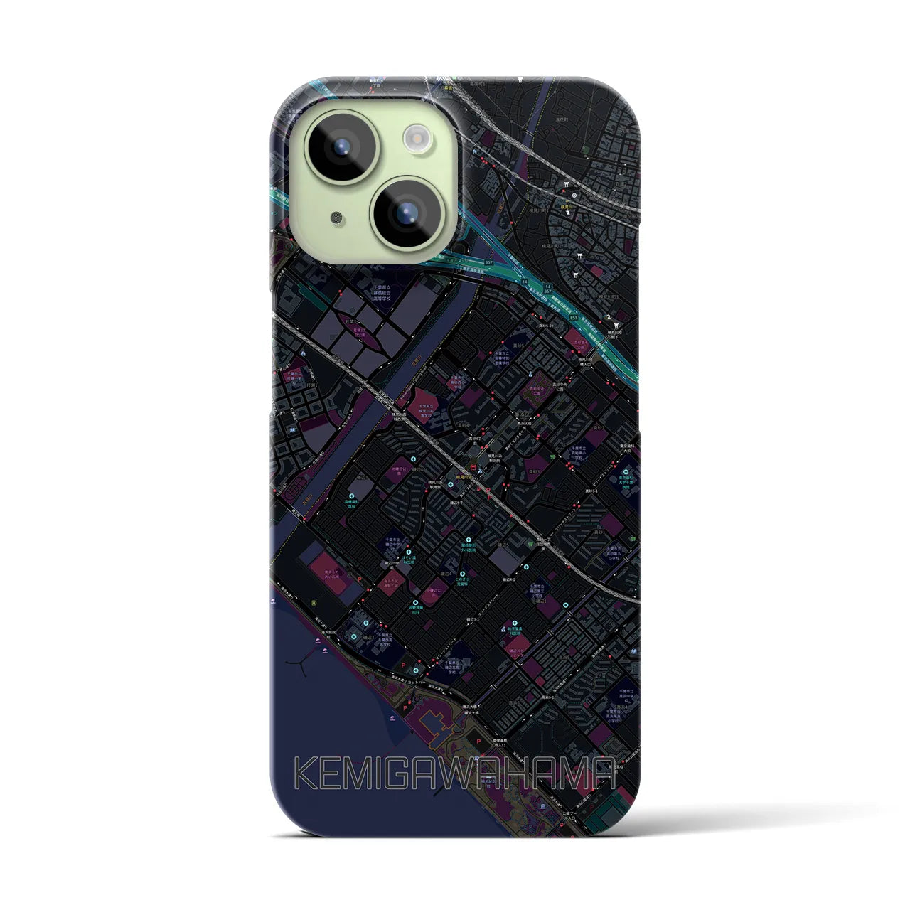 【検見川浜(千葉県)】地図柄iPhoneケース(バックカバータイプ)