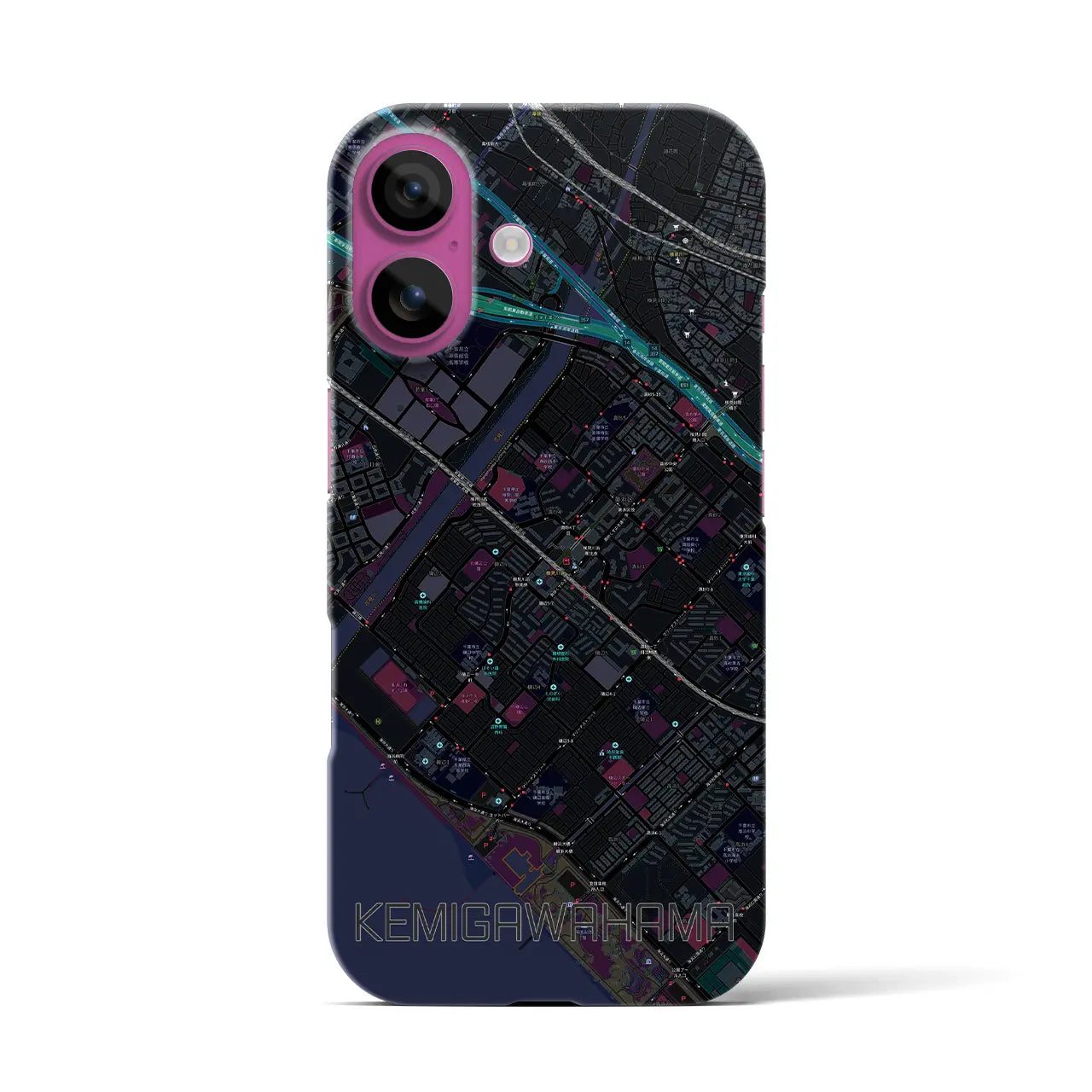 【検見川浜(千葉県)】地図柄iPhoneケース(バックカバータイプ)