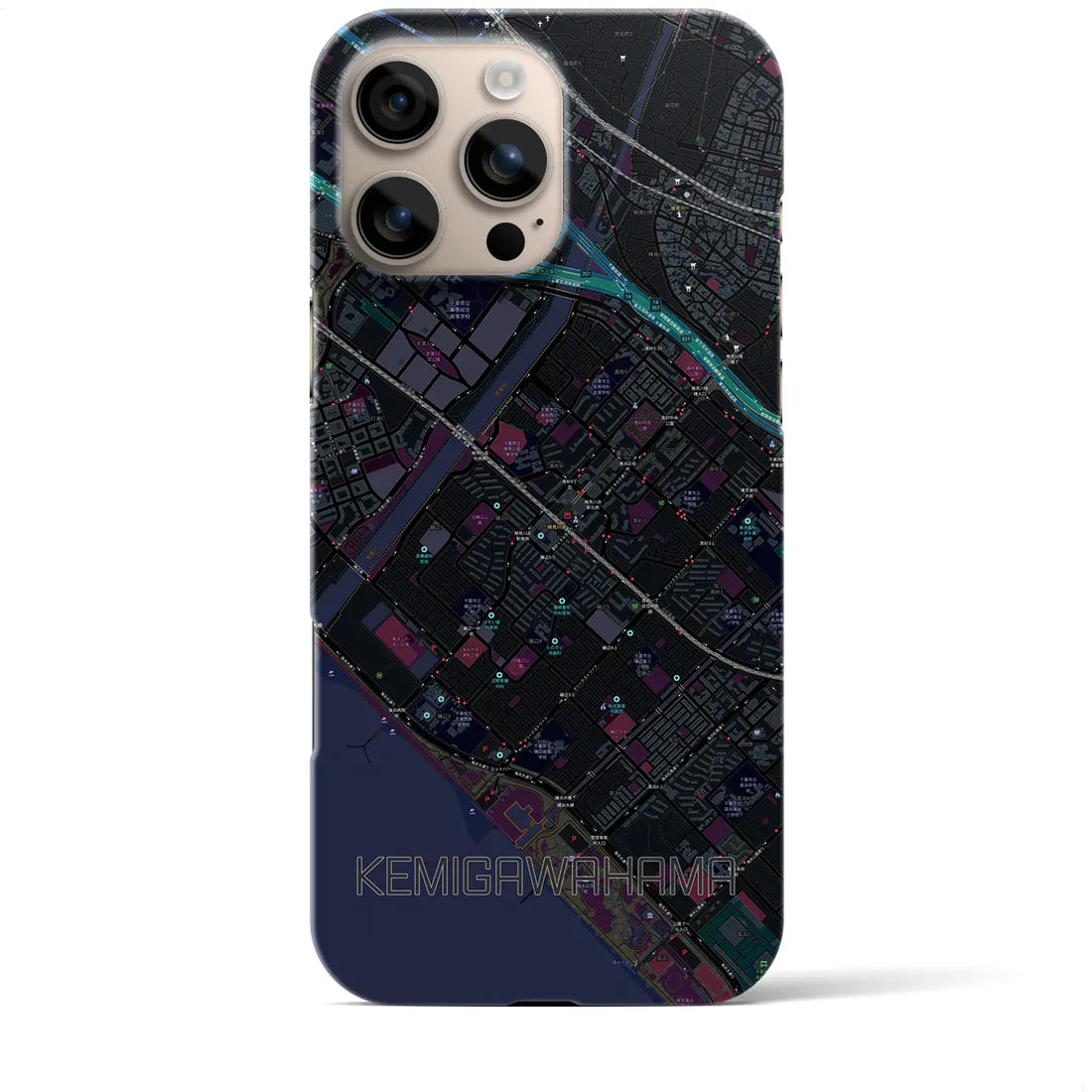 【検見川浜(千葉県)】地図柄iPhoneケース(バックカバータイプ)