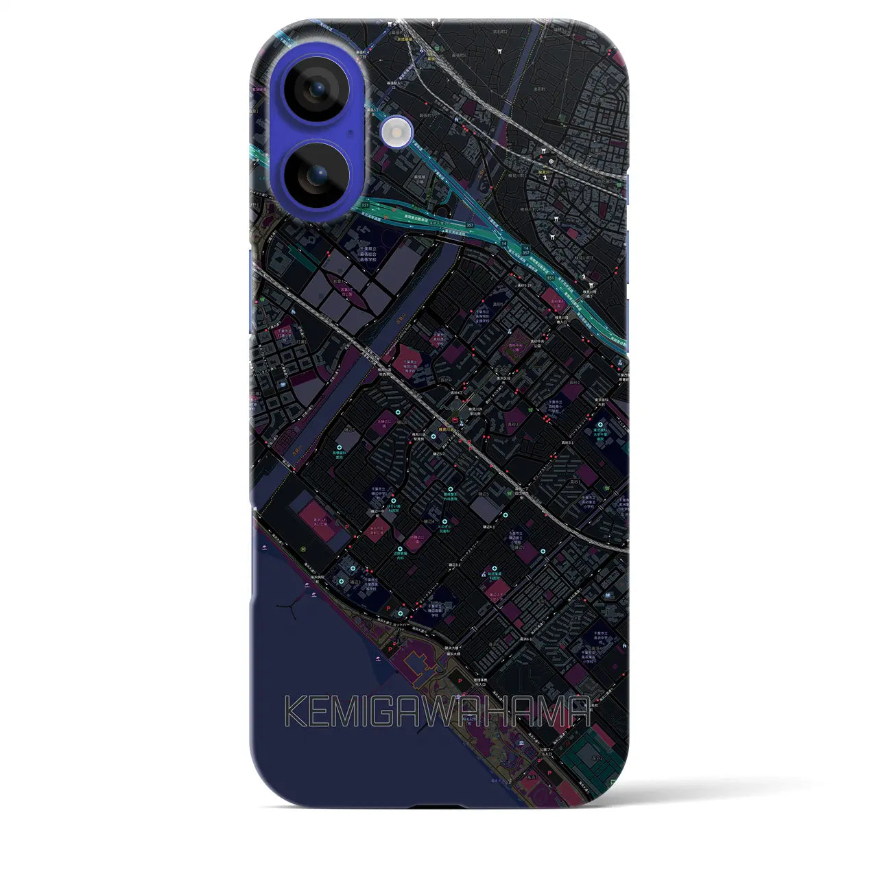 【検見川浜(千葉県)】地図柄iPhoneケース(バックカバータイプ)