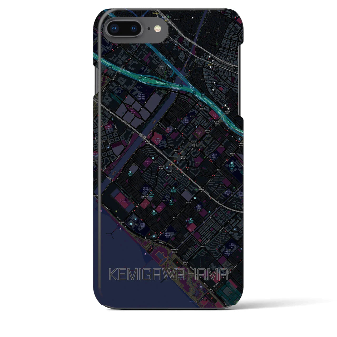 【検見川浜(千葉県)】地図柄iPhoneケース(バックカバータイプ)